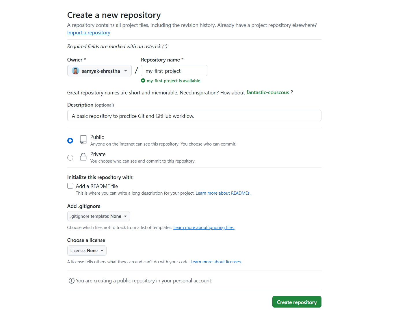 Creating Github Repository